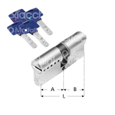 Mul-t-lock tlo3131n cilindro sagomato codolo rasabile 31 x 31 = 62 mm chiave punzonata cifratura kd cromo satinato