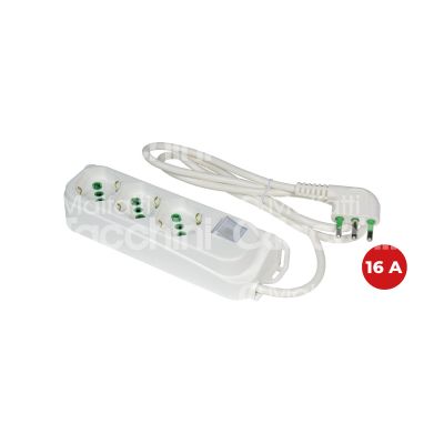 Fme fanton 47460 multipresa 3 posti omega bianco uscite frontali 3 prese 2p+t 16a bipasso - cavo 1,5 mt. spina 2p+t 16a