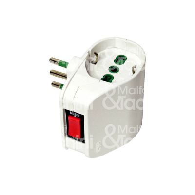 Fme fanton 87310 adattatore civile doppio schuko con interruttore salvaspazio art. 87310 bianco spina 2p + t / presa 2 schuko 2p + t - 10 a con sovaccarico - 250v -