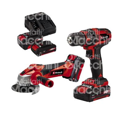 Einhell 4257238 kit trapano avvitatore piu' smerigliatrice mm 115 tc-tk 18 li kit gamma x-change potenza 18 v batteria 1 x 1,5 ah / 1x 3,0 ah