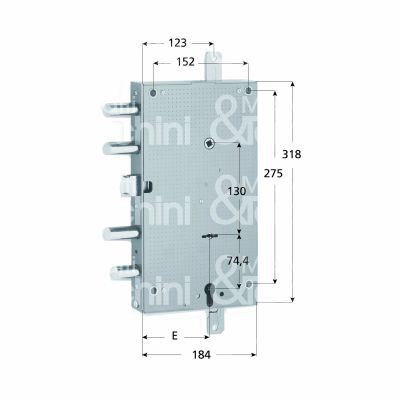 Fiam 11200005 serratura plurisistema con cilindro indipendente triplice e 105 ambidestra 3 catenacci piÙ scrocco e 1 servizio sporg. 5