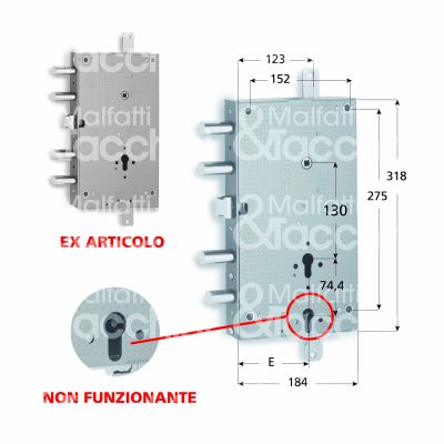 Fiam 11200020a serratura blindata a cilindro triplice e 105 ambidestra 4 catenacci piÙ scrocco sporg. 5