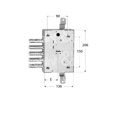 Fiam 26020832 serratura doppia mappa per blindata triplice e 63 ambidestra 5 catenacci int. cat. 32 sporg. 8
