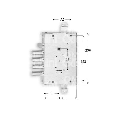 Fiam 60813280f1 serratura doppia mappa per blindata triplice e 63 ambidestra 4 catenacci piÙ scrocco int. cat. 28 sporg. 13,5