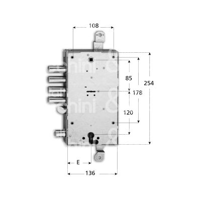 Fiam 6380328p00 serratura plurisistema con cilindro indipendente triplice e 63 ambidestra 4 catenacci piÙ scrocco e 1 servizio int. cat. 28 sporg. 3,5