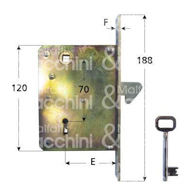 Fiam 621140 serratura infilare a gancio sporgente e 40 ambidestra per porte interne ottone lucido foro patent