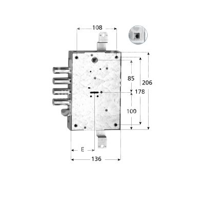 Fiam 6381328000 serratura doppia mappa per blindata triplice e 63 ambidestra 4 catenacci piÙ scrocco int. cat. 28 sporg. 13,5