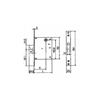 Fiam 641130 serratura infilare a gancio sporgente e 30 ambidestra per porte interne ottone lucido foro quadro 8