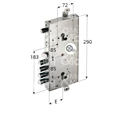 Fiam 6680328pgb serratura per blindata a doppio cilindro indip. triplice e 64 ambidestra 4 catenacci piÙ scrocco e 1 servizio int. cat. 28 sporg. 3,5