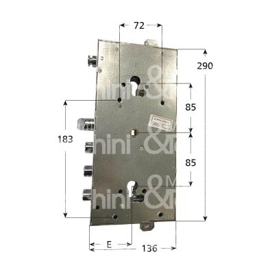 Fiam 6680328lf4 serratura per blindata a doppio cilindro triplice e 63 ambidestra 4 catenacci piÙ scrocco e limitatore d'apertura int. cat. 28 sporg. 3,5