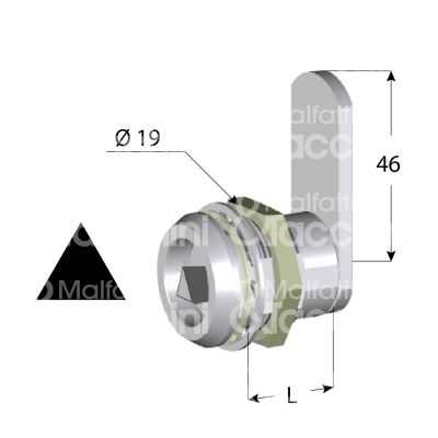 Giussani serrature 05215508 serratura per quadro elettrico a leva Ø 19 lunghezza mm 16 ambidestra chiave triangolo rotazione 90° nichelato