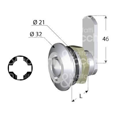 Giussani serrature box4t serratura universale a leva Ø 21 lunghezza mm 20 ambidestra chiave tubolare 4 tacche rotazione 90° nichelato