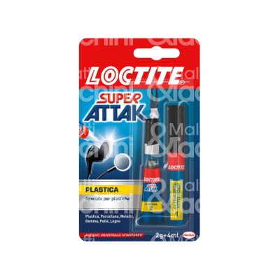 Henkel 2047414 adesivo istantaneo bicomponente super attak plastica contenuto gr 2 - ml 4