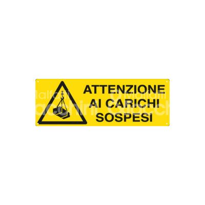 Cartelli segnalatori e1751k cartello segnaletico carichi sospesi alluminio colore giallo l mm 350 h mm 125 p mm 1