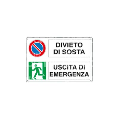 Cartelli segnalatori e3546 cartello segnaletico divieto di sosta e uscita emergenza alluminio colore bianco l mm 300 h mm 200 p mm 1