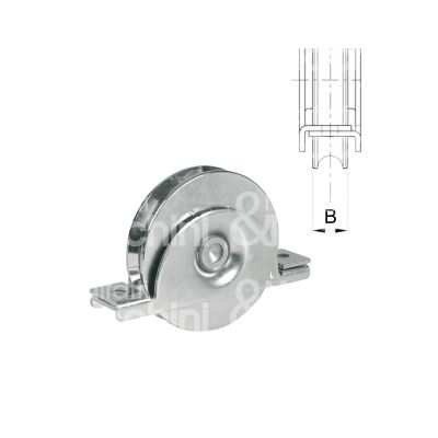 Ibfm 392080p ruota gola semitonda con supporto art. 392-080p acciaio zincato Ø mm 80 l mm 18 - 1 cuscinetto portata kg 250