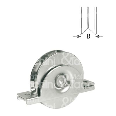 Ibfm 393080 ruota gola v con supporto art. 393-080 acciaio zincato Ø mm 80 l mm 20 - 1 cuscinetto portata kg 250