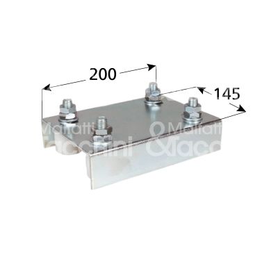 Ibfm 467/4 piastra guida per cancelli 4 rulli art. 467/4 acciaio zincato Ø mm 42 regolazione mm 25/54 l mm 200 h mm 45 p mm 147