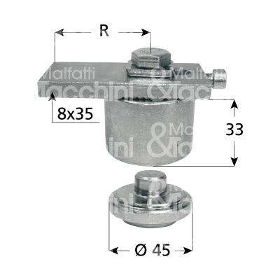 Ibfm 838p cardine piccolo a cuscinetti art. 838p acciaio zincato regolabile si Ø mm 45 l mm 80 x h mm 32 portata 500 kg