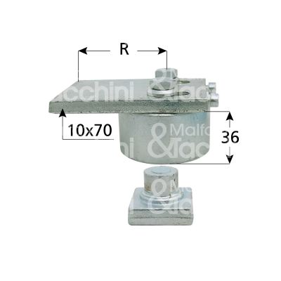 Ibfm 848 cardine superiore per cancelli art. 848 acciaio zincato regolabile si Ø mm 72 l mm 114 x h mm 40 portata 1000 kg