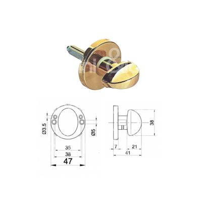 Ibfm d15pmb nottolino limitatore completo di rosetta art. d15pm ottone bronzato Ø mm 47