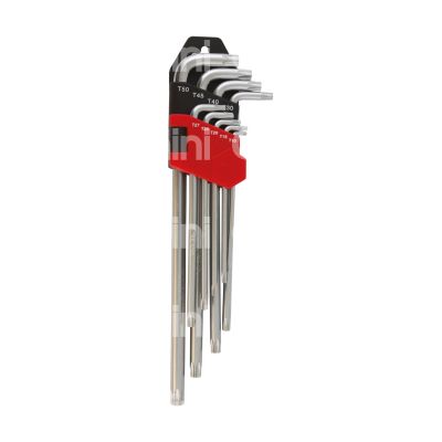 Krino 65101043 serie chiavi torx con foro lunghe art. 65101043 misura tx 10/tx 50 set pz 9