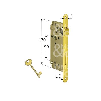 Yale 52ek105000 serratura patent bordo tondo e 50 int. man. 90 scrocco piÙ catenaccio ottone lucido