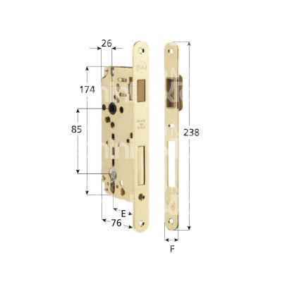 Yale 52pc105000 serratura patent magnetca bordo tondo e 50 int. man. 85 scrocco piÙ catenaccio ottone lucido