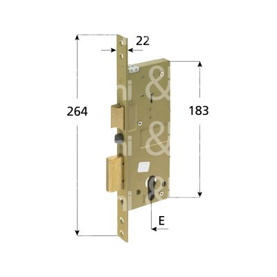 Yale 5810040 elettroserratura da infilare per legno laterale e 40 ambidestra foro sagomato 2 mandate frontale 22 x 264