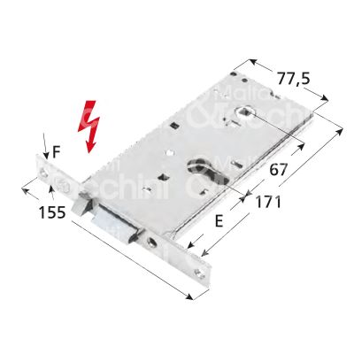 Yale 8500770080 elettroserratura per fasce laterale e 70 ambidestra foro sagomato senza mandate frontale 16 x 155