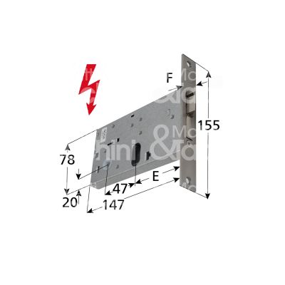 Yale 8570070080 elettroserratura per fasce laterale e 70 ambidestra foro ovale 2 mandate frontale 22 x 155