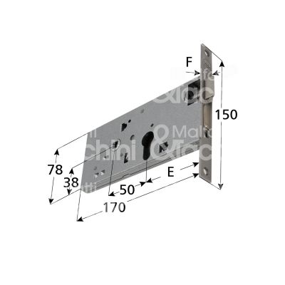 Yale 8600570080 serratura infilare per fasce 2 mandate cilindro sagomato 70 laterale catenaccio piÙ scrocco