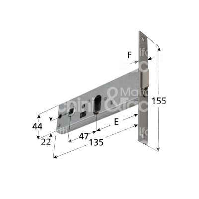 Yale 8700270080 serratura infilare per fasce 2 mandate cilindro ovale 70 laterale scrocco con mandata