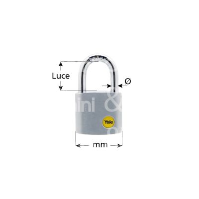 Yale y1204025 lucchetto ad arco mm 41 chiave piatta cifratura kd