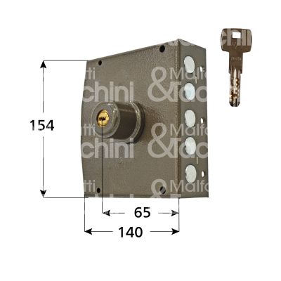 Kassel 4101 serratura applicare punzonato Ø 35 laterale e 65 5 catenacci int. fiss. 90 x 140