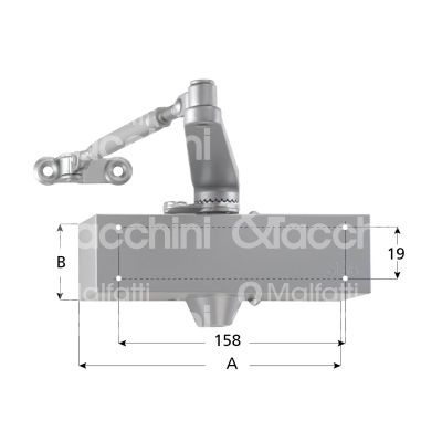 Mab 502of chiudiporta aereodinamico a compasso 502 oro forza 2 con fermo portata kg max 40