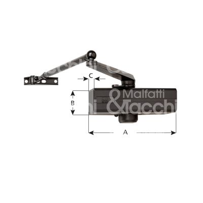 Mab 564plusarg chiudiporta aereodinamico a compasso dc 564 plus argento forza 2÷5 con fermo portata kg max 40÷100