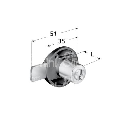 Meroni 2131ne25 serratura per anta a catenaccio Ø 16,5 lunghezza mm 25 ambidestra chiave piatta kd rotazione 360° 2 estrazione nero