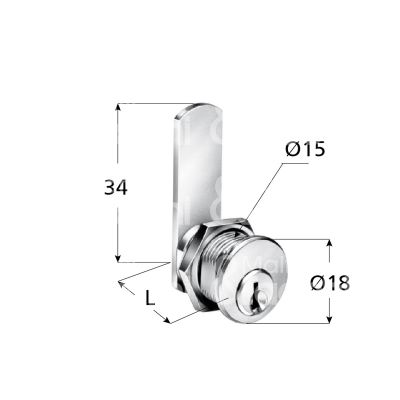 Meroni 2151o30 serratura universale a leva Ø 15 lunghezza mm 30 ambidestra chiave piatta kd rotazione 90° 1 estrazione ottonato