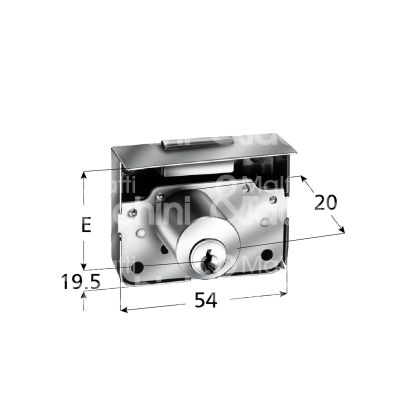 Meroni 220320 serratura per anta/cass. da applicare Ø 20 lunghezza mm 20 e 20 dx chiave piatta kd rotazione 360° 2 estrazione ferro lucido