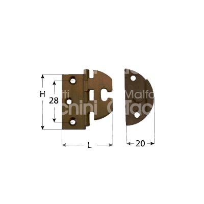 Metal group mg43022 cerniera zancata per mobili art. mg43022 ottone bronzato h mm 8 ingombro mm 40 x 40