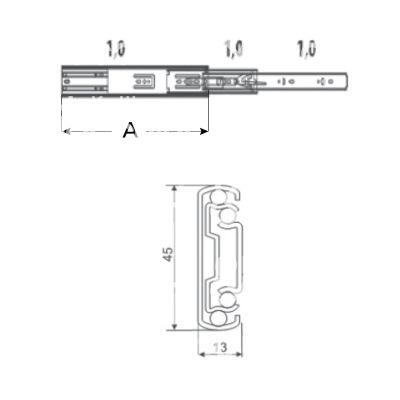 Metal group mg39756 coppia guida sfera cassetto art. mg39756 ferro zincato portata cp kg 30 estrazione totale non ammortizzata a mm 300