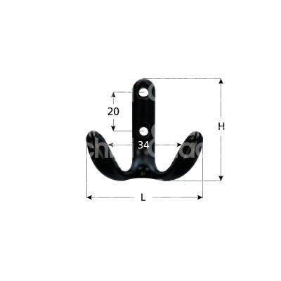 Metal group mg41333 gancio doppio cucina zama cromo opaco misura mm 54 x 54 x 34