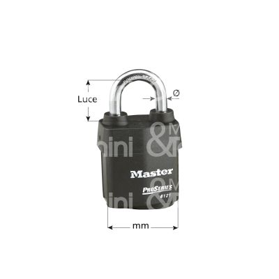 Master lock europe sas 6121 lucchetto ad arco mm 54 chiave piatta cifratura kd