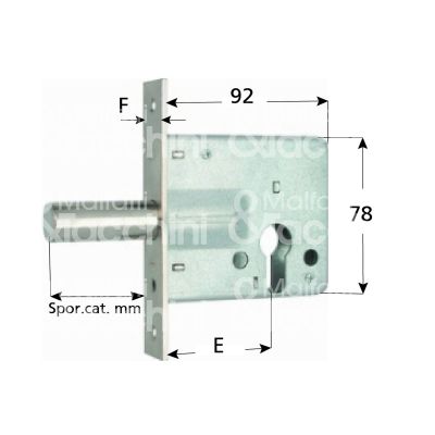 Mg 273600 serratura infilare per infissi legno/ferro 2 mandate cilindro sagomato 60 laterale sporgenza pistone 50 mm