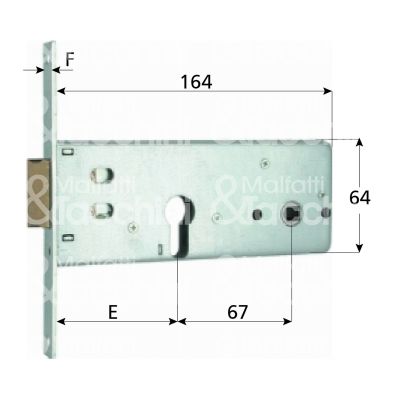 Mg 283701 serratura infilare per fasce 2 mandate cilindro sagomato 70 laterale scrocco con mandata