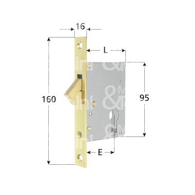 Mg 552700 serratura infilare a gancio rientrante e 70 ambidestra per porte interne ottone lucido foro sagomato