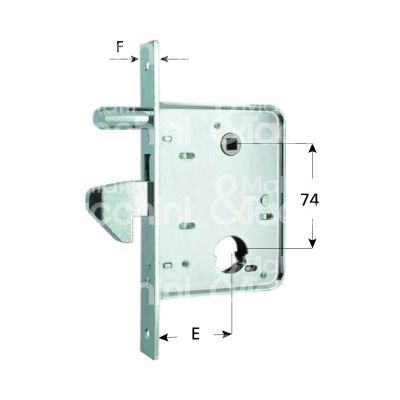 Mg 573580 serratura infilare a gancio sporgente e 58 ambidestra per cancello zincato foro cilindro tondo Ø26