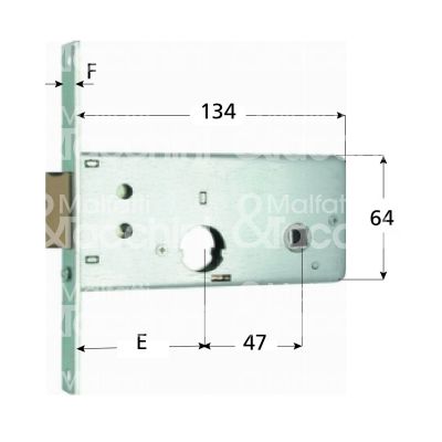 Mg 805601 serratura infilare per fasce 2 mandate cilindro tondo Ø 22 60 laterale scrocco con mandata