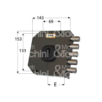 Moia a451dxb serratura applicare a cilindro laterale e 63 dx 5 catenacci int. cat. 26